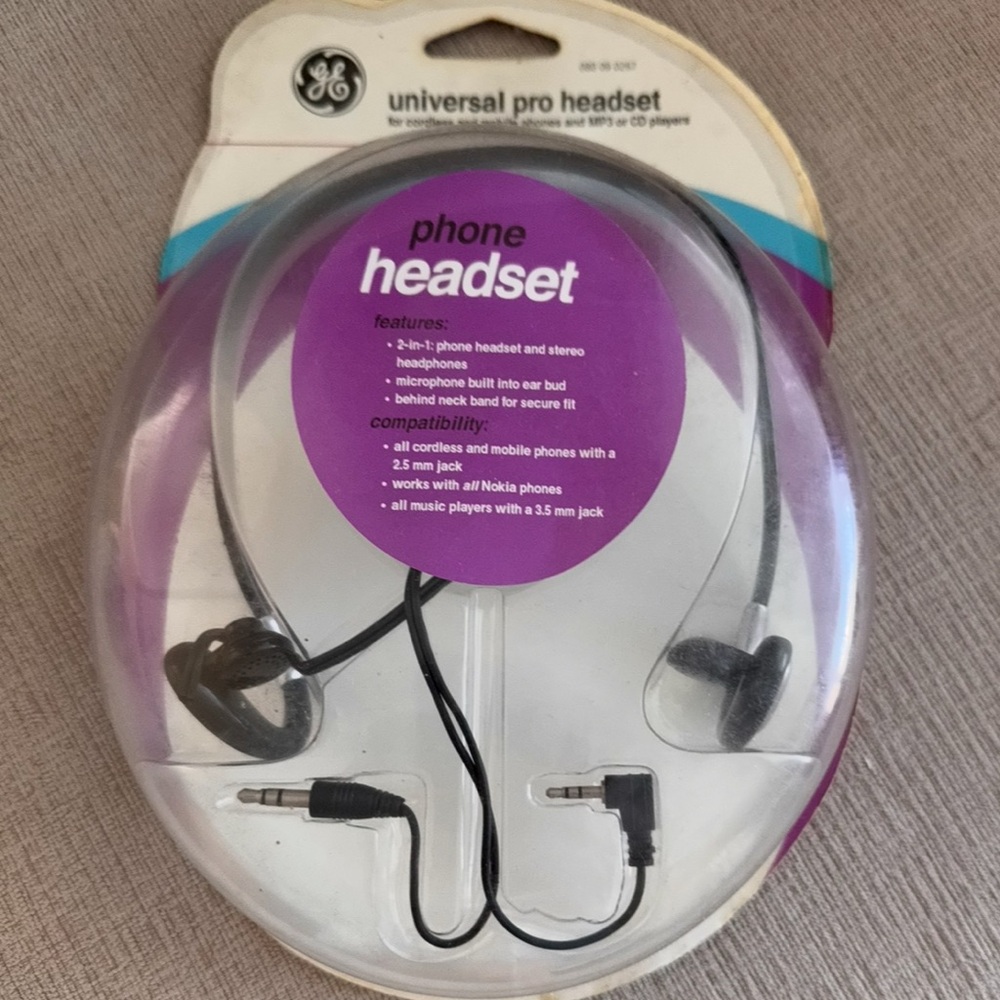 G&E Universal Black Behind-the-Neck Phone Headset with Stereo Earbuds